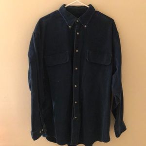 Eddie Bauer Casual Corduroy Navy Blue Burton Down